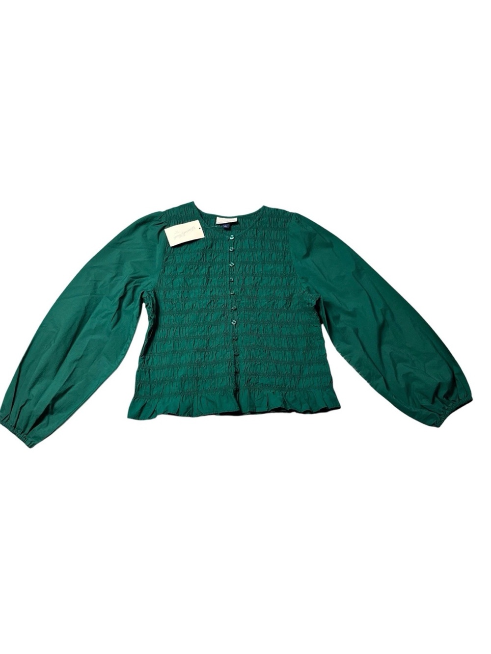 Universal Thread Green Smocked Long Sleeve Blouse Size Large